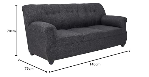 Image of Home Sturdy Wood Sofa 3 Seater, 3-Person Sofa, Grey