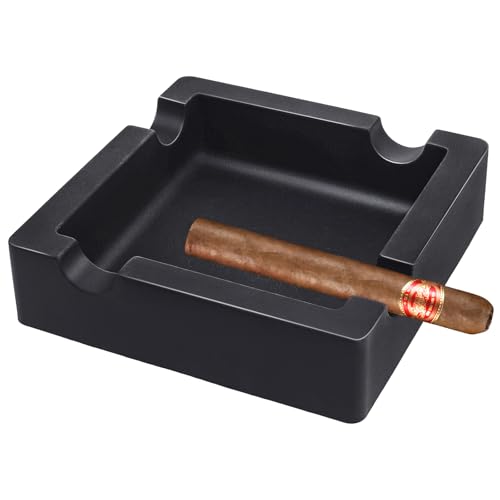 Outdoor Cigar Ashtrays Unbreakable Large Ring Gauge Silicone Ashtrays for Patio/Outside/Indoor/Home Decor with 4 Rest Cigar Holder Ash Tray Minimalistic