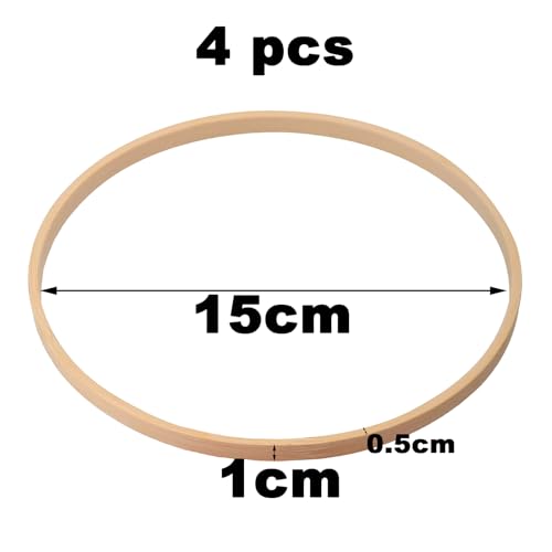 4 Stück Holzringe Zum Basteln, Traumfänger Ringe Bambus 15cm, Makramee Ringe, Holzreifen, Für DIY Traumfänger, Hochzeitskranz Dekor, Handwerk