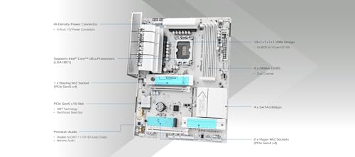 Image of ASRock B860 Challenger WiFi White LGA1851 ATX Motherboard, Supports Intel Core Ultra Series 2 Processors, DDR5 8666+(OC), PCIe 5.0, WiFi 7, 2.5G LAN