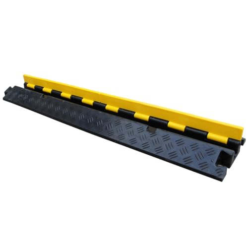 Image of Kable Kontrol Atlas Heavy Duty Cable Protector Ramp - 1 Channel - 1 Pcs - 39 inch Long Black & Yellow - 24,000 Lbs Capacity - Rubber Speed Bump Wire Protector Cord Cover - CP9896