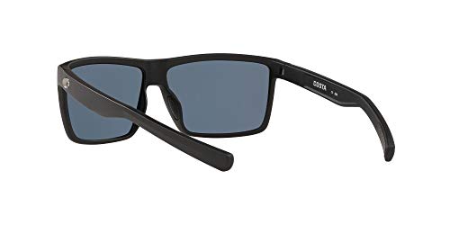 Costa Del Mar Men's Rinconcito Polarized Rectangular Sunglasses, Matte Black/Grey Polarized-580P, 60 mm