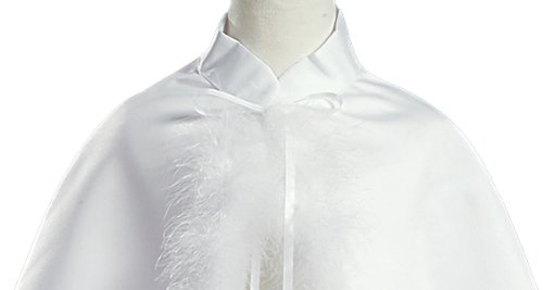 White Satin Communion Cape with Marabou (Feather) Trim2