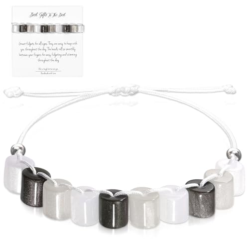 Fidget Anxiety Bracelet Jewelry Pink Purple Adjustable Mood Bracelet Resin Beaded Bracelet Fidget Strand Anxiety Bracelet Spinner Healing Handmade Gift For Women Jewelry Friend Party Birthday