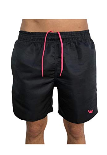 Kit 2 Shorts Bermudas Lisas Siri Relaxado Cordão Neon (Preto/Laranja e Preto/Rosa, M)
