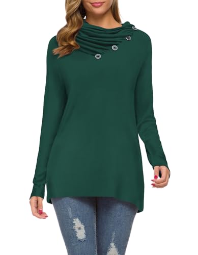 Image of WEACZZY Women's Long Sleeve Shirts Button Cowl Neck Casual Loose Tunic Tops Blouse Dressy Fashion 2026