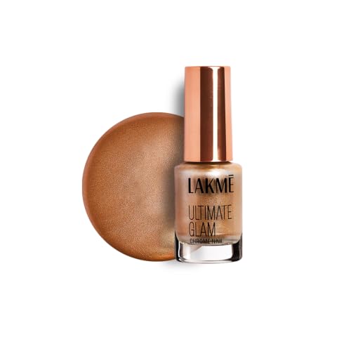 Image of LAKME Ultimate Glam Chrome Nail Paint, Rust, 6ml, for Stylish and Sassy Nails, with Metallic Brilliance, Quick Dry Formula, Glitter Nail Paint, for Women
