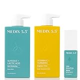 MEDIX Anti Aging Skin Care 3PC Set | Exfoliating AHA Glycolic Acid Foaming Face & Body Wash + Vitamin C Body Cream + 10% AHA Exfoliating Serum For KP Bumps, 3pc Skincare Set