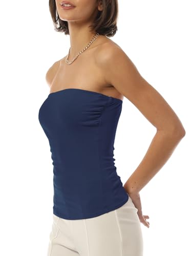 Image of MixMatchy Women's Stretchy Strapless Tube Top Y2K Bandeau Top