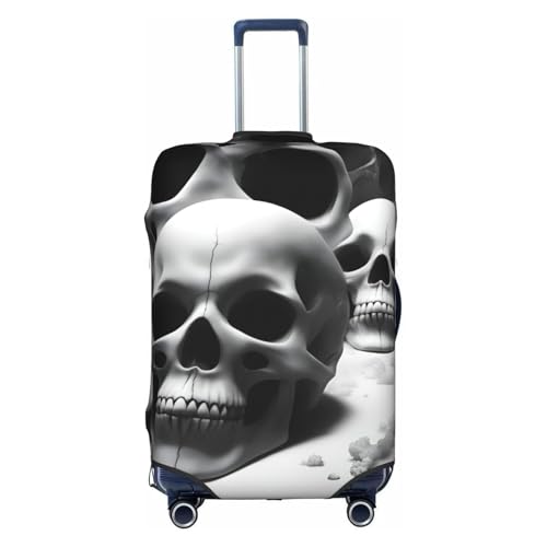 Black And White Skulls Print Personalized Travel Luggage Cover With Zipper, Elastic Luggage Cover,For Daily Use