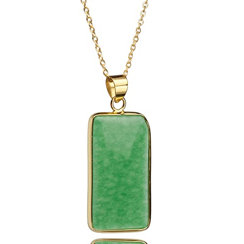 Crystal Force Green Jade Pendant Necklaces for Women & Men, Gold Plated 925 Sterling Silver Jade Good Luck Gift Jewelry - Main Image