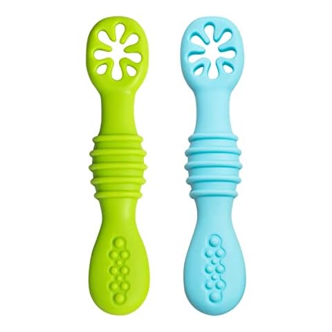 Baby Spoon,Baby Learning Spoon Set,100% Extra Soft Silicone BPA Free,Feeding Spoon and Teething Aid for BabySilicone Spoon for Baby and Toddler Infant Children 4 Months +(Baby Spoon 2pcs) Cover
