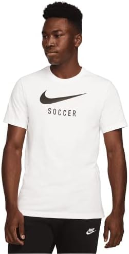 Nike Swoosh Men's Soccer T-Shirt (as1, Alpha, x_l, Regular, Regular, White/Black)