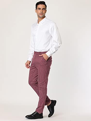 Lars Amadeus Men's Stripe Dress Pants Slim Fit Formal Business Prom Trousers4