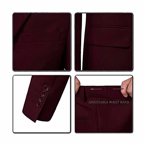 Image of Furuyal Men's Suits 3 Piece Slim Fit Suit Set,Two Button Wedding Business Tuxedo Solid Blazer Jacket Vest Pants with Tie