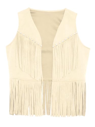 renvena Cowboy Cowgirl Vest for Kids Rivets Sleeveless Child Western Fringe Tassel Dressy Waistcoat3