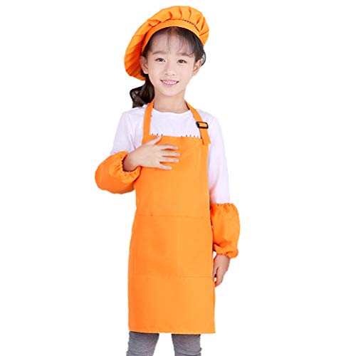 Kids Apron and Chef Hat Set, 6-9 Year Children's Adjustable Bib Aprons