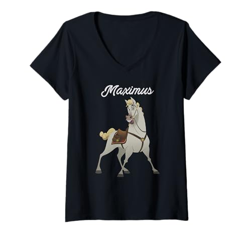 T-shirt col V femme Disney Tangled haut imprimé cheval Maximus