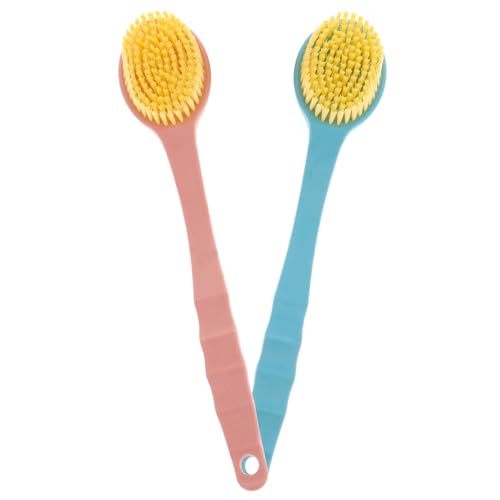 CTIRCHIU 2個 長柄搓澡刷 シャワー用背中洗いブラシ 体洗うブラシ 肩こりマッサージ機能付き 収納付き実用バス用品