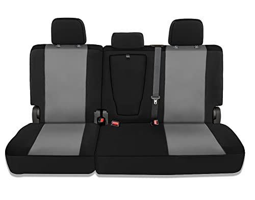 CarsCover Custom Fit 2014-2019 Toyota Tundra Pickup Truck Neoprene Car Rear 60/40 Seat Covers with Armrest Gray & Black Sides
