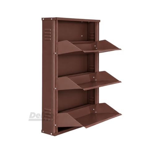 Image of DELITE KOM AIRO 24 inch 3 Shelf Metal Shoe Rack Wall Mounted for Home with Lock | Air-Vent Designer Panels Keep Shoes Odour-Free | Holds 9 Shoes or 15 Slipper Pairs | 1Yr Warranty | 41x24x5 Coffee | DIY