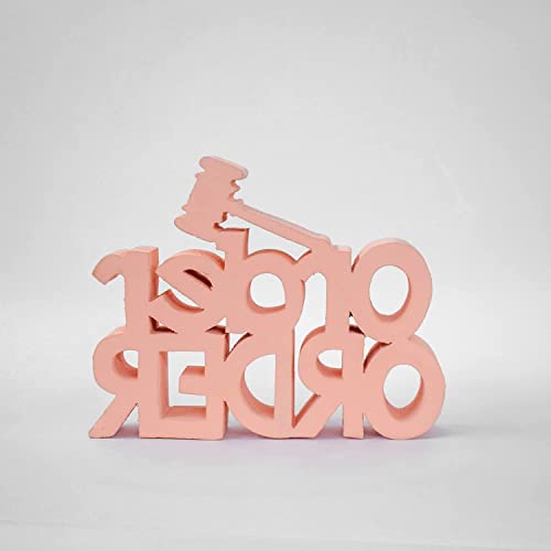 Image of Nukkad Tales Order Order Pink Showpiece Home Decor Items Office Decoration Items for Office Table Birthday Gift Items Gifts for Lawyers Gift for Advocate (7 x 6 inch) Wood