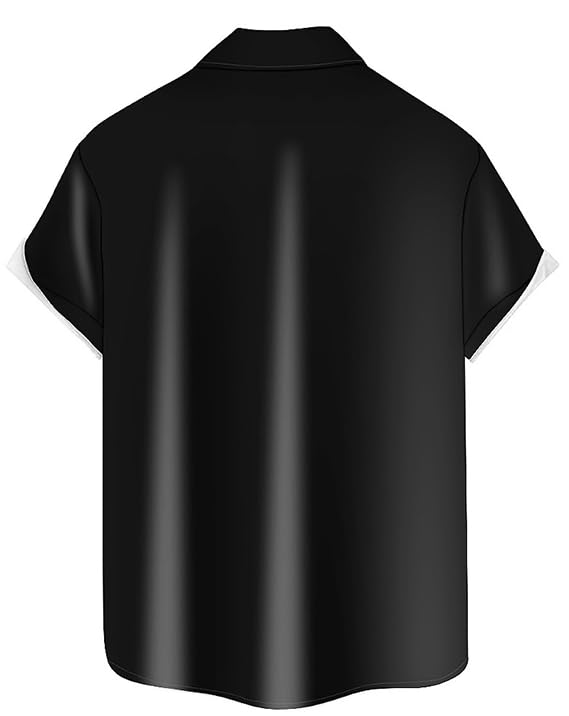 Hawaiian Bowling Shirt for Men Beach Shirt Casual Short Sleeve Button Down Shirts Halloween Face Print Shirt Aloha Resort Shirts 5XL