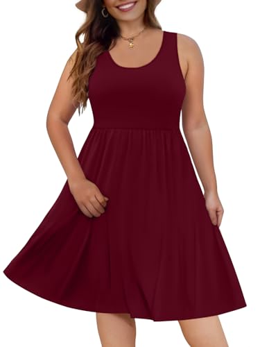 Image of DB MOON Womens 2026 Plus Size Tank Dresses Sleeveless Knee Length Sundress with Pockets