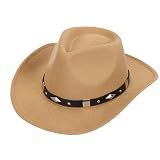 Western Cowboy Hat for Men Women Classic Roll Up Adjustable Fedora Hat with Buckle Belt