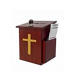 Wood Church Collection Fundraising Box Donation Charity Gold Cross Sticker Flexible Application Christian Church Tithes & Offering Prayer 7.5