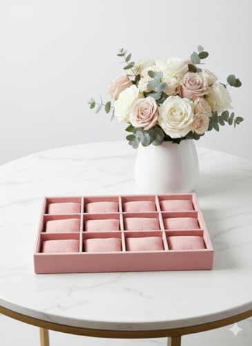 Image of Velvet Jewellery Drawer Organizer Stackable Tray, Pink, 12 Pillow
