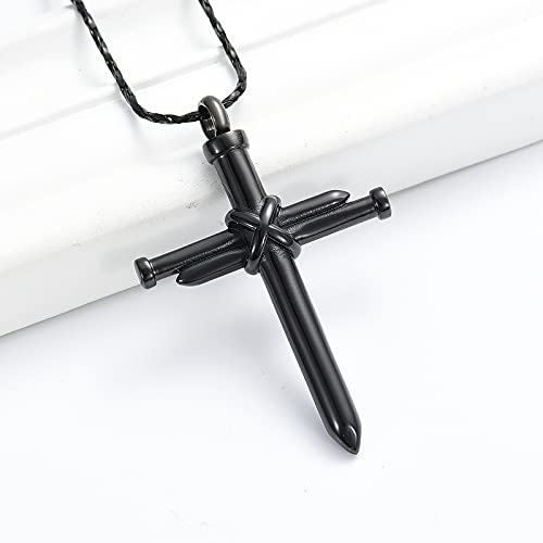 Imrsanl Cremation Jewelry for Ashes Nail Cross Urn Necklace Pendant Keepsake Religious Cross Memorial Ash Jewelry3