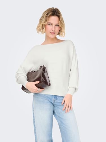 ONLY Damen Onladaline L/S Short Pullo KNT Noos Strickpullover Mit U-Boot-Ausschnitt 15226298,Snow White,M – Ansicht 3