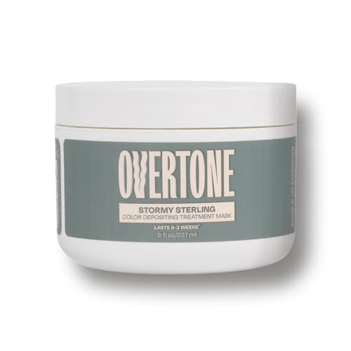 Image of Overtone Semi Permanent Hair Color Conditioner, Stormy Sterling, 8 oz, Nourishing, Damage-Free, Color Depositing Mask for All Hair Types with Shea Butter & Coconut Oil, Vegan & Cruelty-Free