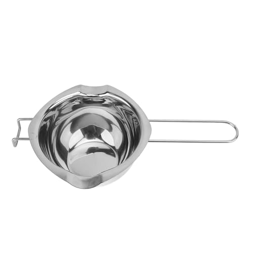 304 Stainless Steel Chocolate Melting Pot with Large Capacity, Dual Spouts for Candle Making, Handle for Melting Butter, Cheese, Candies