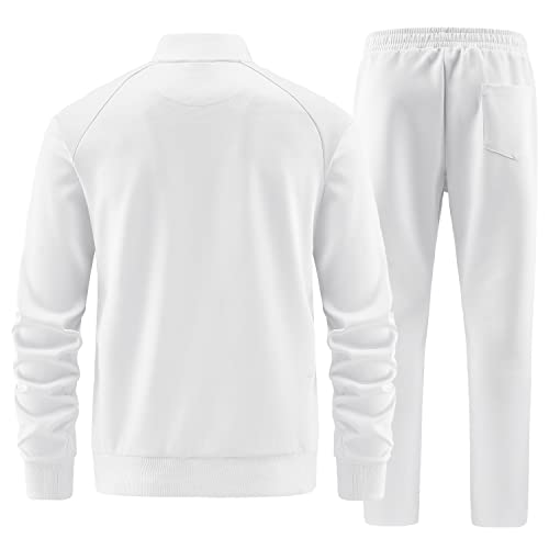 Aiozowa Track Suits For Men Set 2 Piece Active Tracksuits Mens Sweatsuits Sets Jogging Two Piece Outfits Athletic Clothes Fashion Jogger Sweat Suits Running Clothing White 251-Xl #TOP2