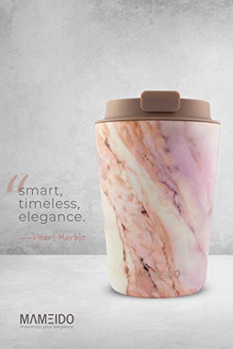 MAMEIDO Termo Cafe 350 ml, Vaso Termico Antigoteo, Taza Termica acero inox sin BPA, Vaso Termo Cafe para llevar (Pearl Marble) - Imagen 3