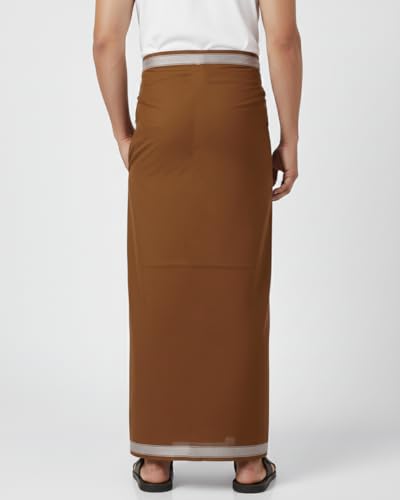 Image of TUNI MANI Kerala Style Men's Cotton Welcro Pocket Dhoti, Vesti /adjustable for all size (Single Dhoti)