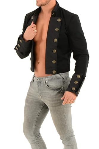 Handmade Cotton Steampunk Jacket-Waist Cropped Top Pirate Coat SPSS