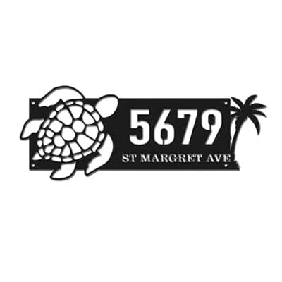 Custom House Numbers Sign for Outside, Address Signs for Houses, Custom Metal Turtle Address Sign, Personalized Outdoor House Plaque for Wall Hanging Decor, Unique Address Metal Wall Art for Houses