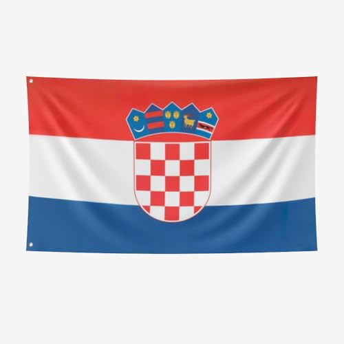 Nacilerto Croatia Flag 3x5FT Vivid Colors Double Stitched Sturdy 100D Polyester Flags with 2 Brass Grommets for Indoor Outdoor. (Croatia 3x5FT)
