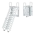 BFECGDXT 13 Step Attic Stairs, Wall Mounted Folding Ladder with Handrails, Telescoping Pull Down Attic Stairs, Loft Foldable Ladder for Basements Garages Roofs (White)