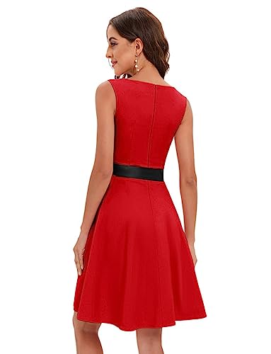 Image of Gardenwed Women's Vintage Dress Sleeveless Cocktail 1950s Dresses Retro Tea Party Swing