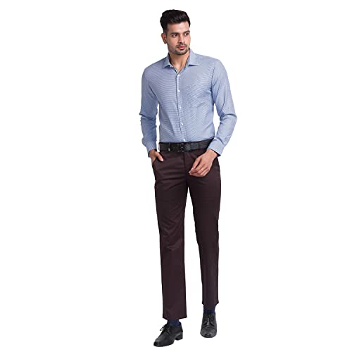 Image of Park Avenue Men's Pure Cotton Solid Pattern Super Slim Fit Flat Front Formal Chinos