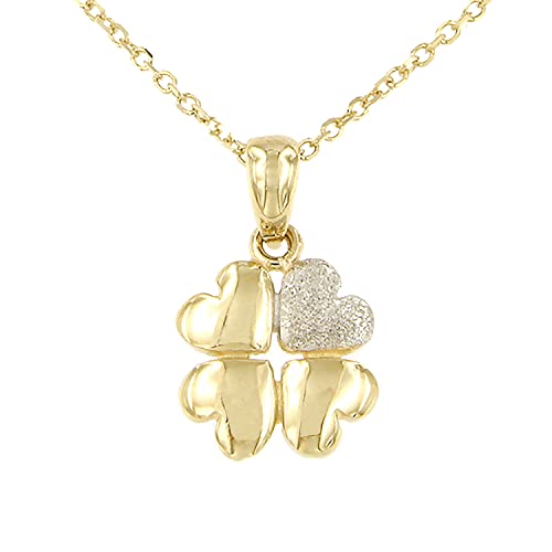 Lucchetta Bijoux en Or, Pendentif Trèfle porte-bonheur avec Effet poudre de diamant d'Or Jaune 375/1000, Chaîne de 45 cm Cover