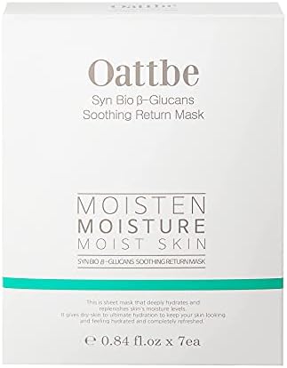 Oattbe Syn Bio Beta Glucans Face Mask Skin Care – Pack of 7 Hyaluronic Acid Sheet Masks for Women – Hydrating Face Masks for Soothing Skin Tone, Intense Moisturization
