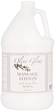 Olive Glow Massage Lotion, Olive Oil to Repair Dry Skin & Soothe Sore Muscles, Best Skin Therapy Lotion, Moisturizes Skin During Massages, Best Grip, Vitamin E, Aloe Vera, Profesional Grade, 1 Gallon
