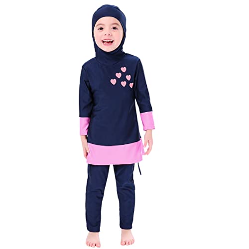 FYMNSI Kids Burkini Swimsuits Girls Baby Modest Muslim Swimwear Islamic Hijab Long Sleeve Swim Top Pants 2PCS Rash Guard Set2