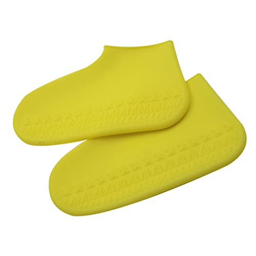 Cubiertas para zapatos impermeables KOMBIUDA, 1 par, color amarillo, talla L, para lluvia y nieve, material silicona, antideslizantes miniatura 1