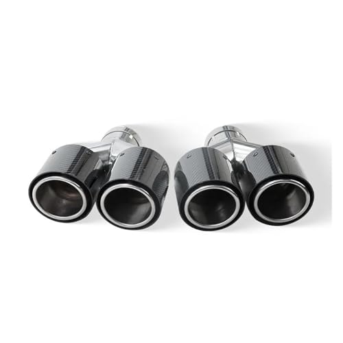 Embout pot d'échappement carbone noir brillant double sortie ID51